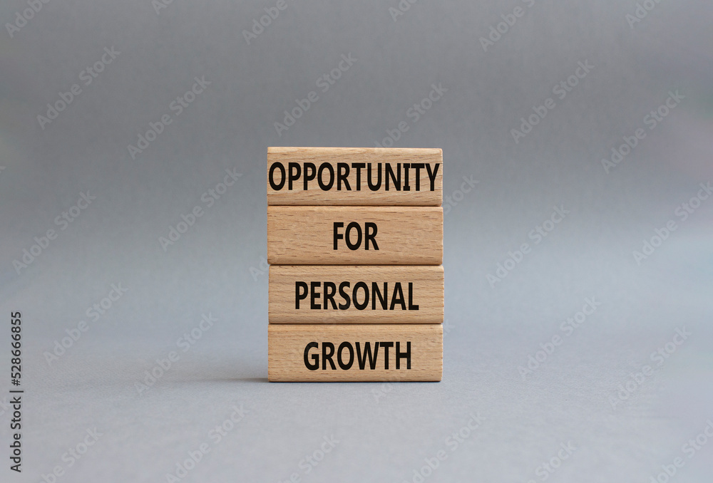 Opportunity for personal growth symbol. Concept words Opportunity for personal growth on wooden blocks. Beautiful grey background. Business and Opportunity for personal growth concept. Copy space. Opportunity for personal growth symbol. Concept words Opportunity for personal growth on wooden blocks. Beautiful grey background. Business and Opportunity for personal growth concept. Copy space.