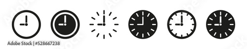 Clock icon isolated on white background. Time sign vector set. Watch circle clock symbol. Working hours logo.