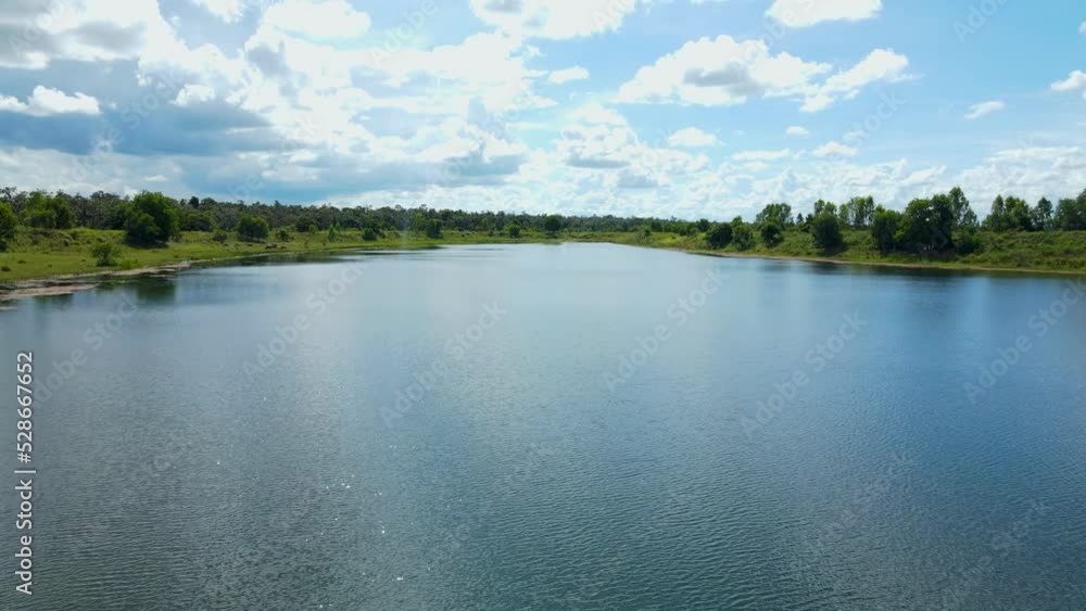 landscape with lake. Fly above the water in the lake. River scape. sky and forest landscape with lake. Fly above the water in the lake. River scape. sky and forest