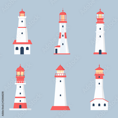 Sea beacons, marine building for port and location