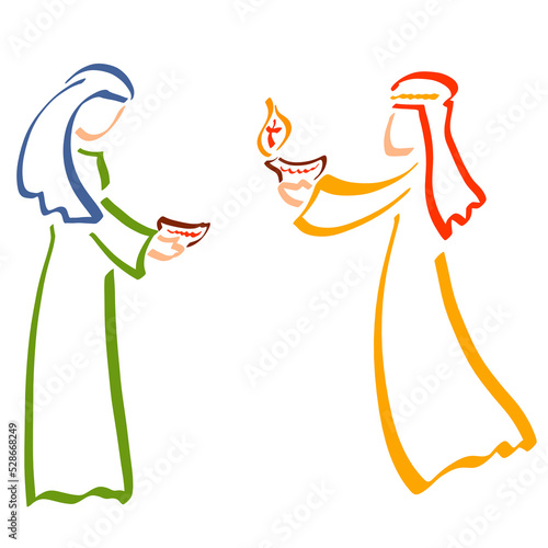 Two of the ten virgins who managed and failed to keep the flame in the lamp, Biblical parable