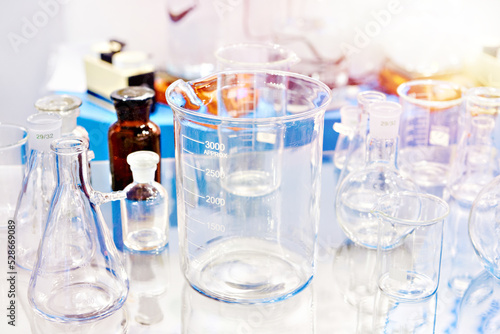 Laboratory glass bottles and flasks