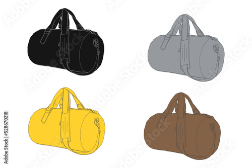 Vector Duffel Bags with Color background, line art  Leather travel bag, Weekender bag.