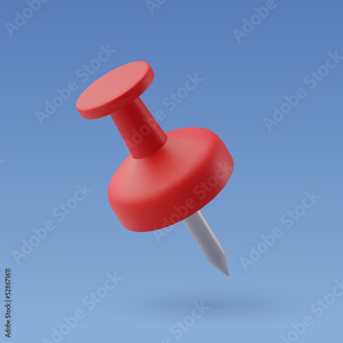 3d Vector Red push pin, Fixing memo task for office.