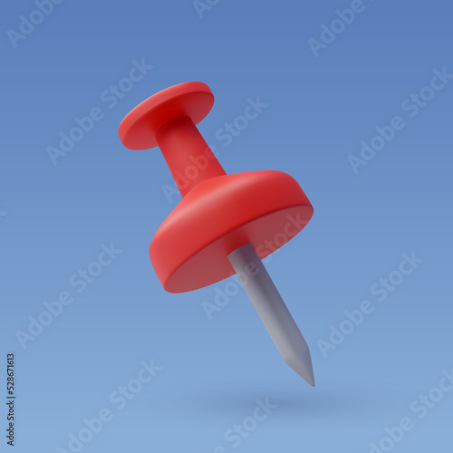 3d Vector Red push pin, Fixing memo task for office.