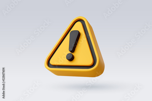 Fototapeta 3d Vector Yellow warning sign with Exclamation mark concept.
