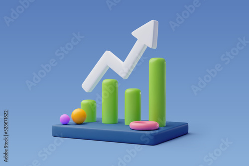 3d chart and trend graph arrow, Data analyze financial and stock market concept