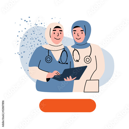 Set of nurses in hijab 