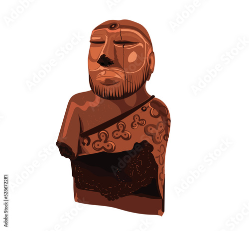 Priest-King sculpture vector illustration of  Indus Valley Civilisation 