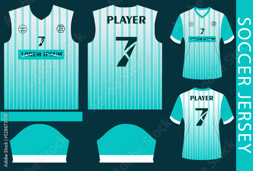 soccer jersey deisgn template with sewing pattern and mockup
