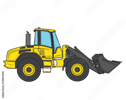 Bulldozer in isolate on a white background. Construction equipment. Vector illustration.