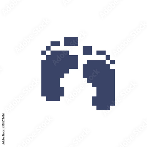 Footprints. Foot icon. Pixel art icon. 8-bit. Isolated abstract vector illustration.