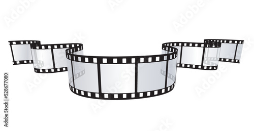 Cinema, movie and photography 35mm film strip template. Vector illustration of 3D film strip element.