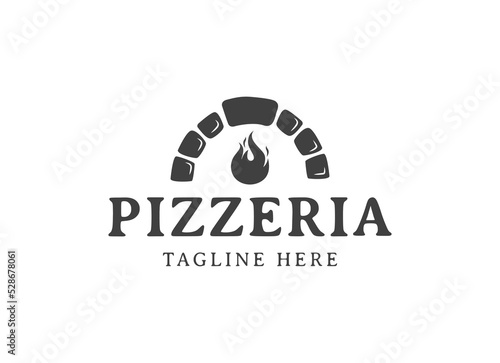 Italian pizza restaurant vintage style design logo. symbols for food and drink and restaurants.