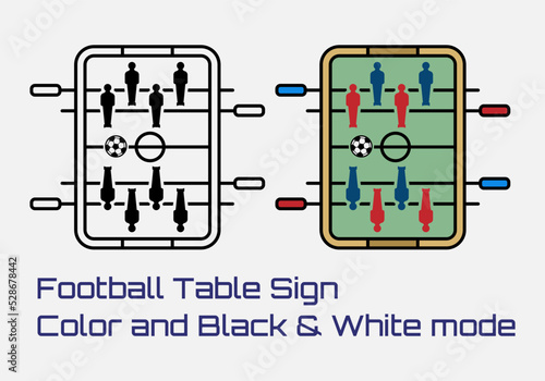 Table Football Game top View icon. Wooden Table Soccer sign. Kids foosball.