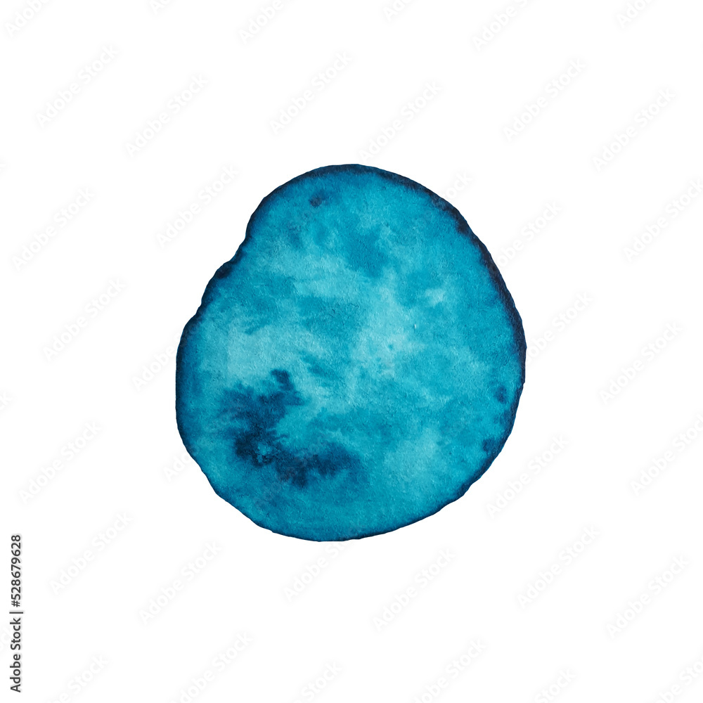 Hand drawn blue watercolor round stain isolated on white Hand drawn blue watercolor round stain isolated on white