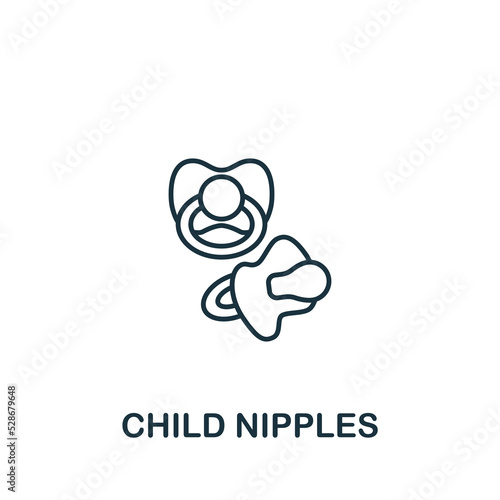 Child Nipples icon. Monochrome simple Baby icon for templates, web design and infographics