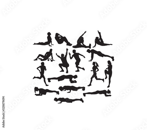 Gym Fitness Activity Silhouettes, art vector design
