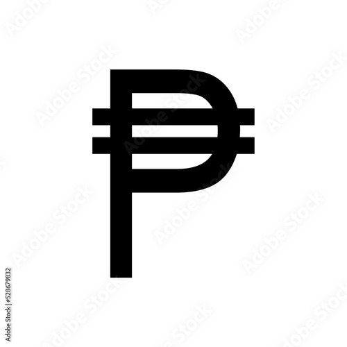 Philippine peso currency sign isolated on white background. Vector