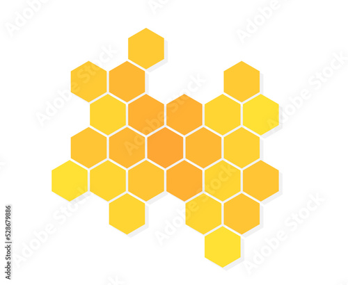 Yellow honeycomb isolated on white background.