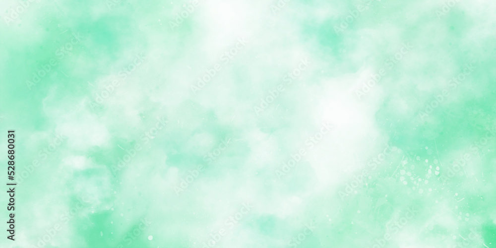 Abstract watercolor background with powder spashes. Brushed watercolour aquarelle stroke color spot blotch watercolors vector illustration. Aqua Green Colorful Watercolor Texture on White Background.
