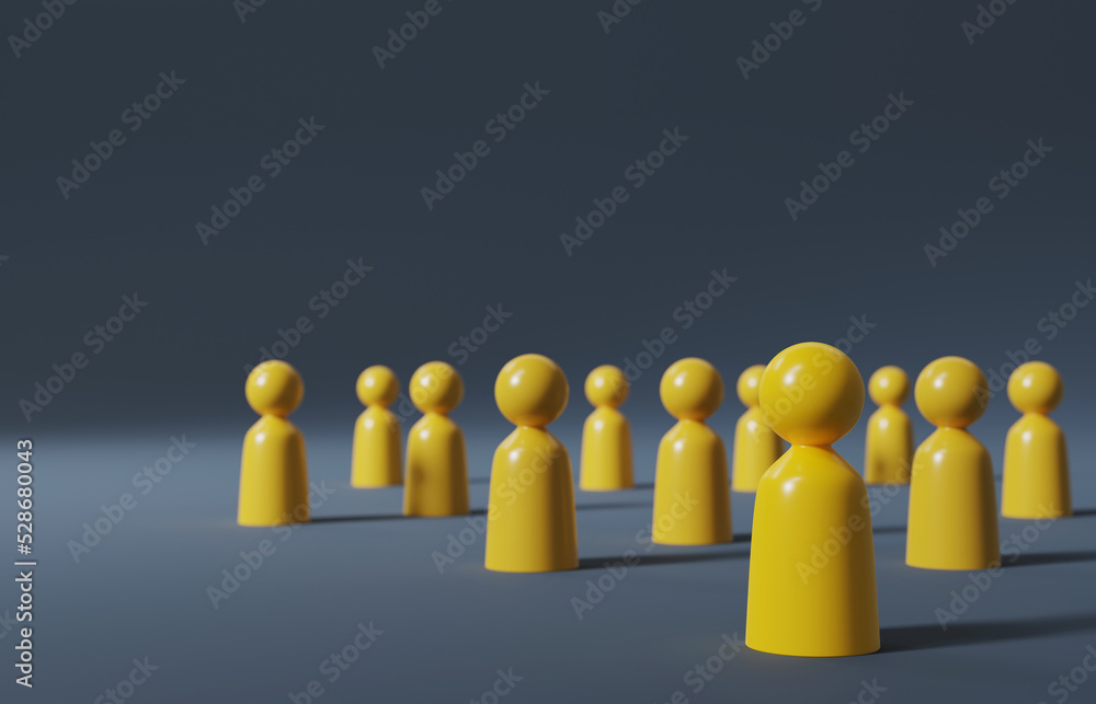 concept of human people resource management and recruitment business. Social network connection. Group society communication. yellow people with structure on blue background. 3d illustration concept of human people resource management and recruitment business. Social network connection. Group society communication. yellow people with structure on blue background. 3d illustration