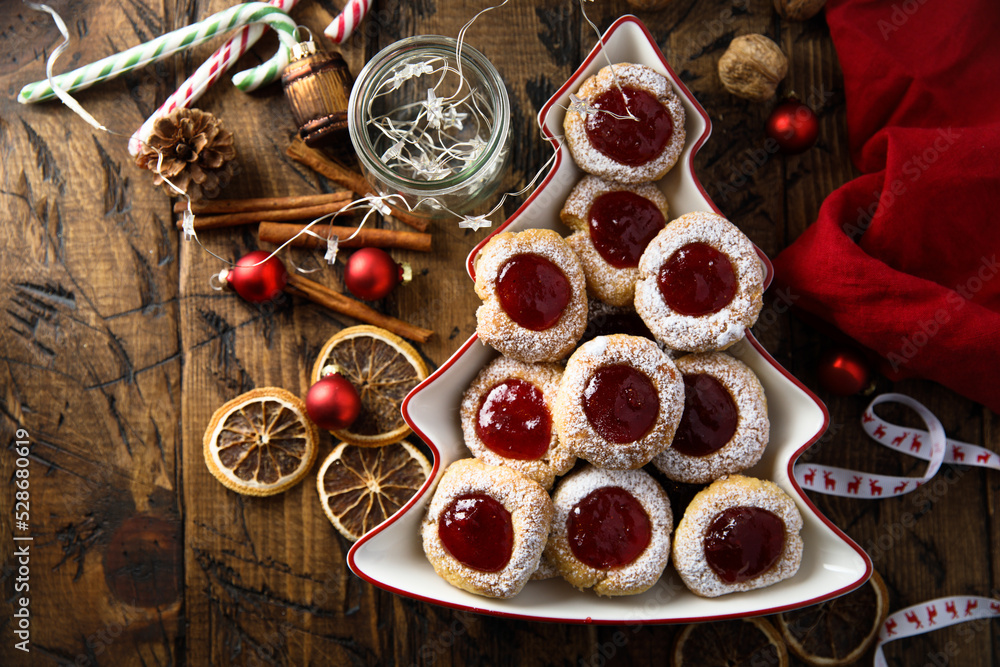 Homemade Christmas cookies with jam