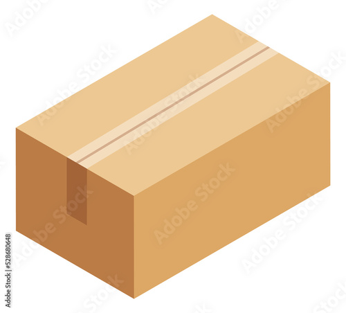 Closed cardboard box. Sealed parcel. Isometric icon