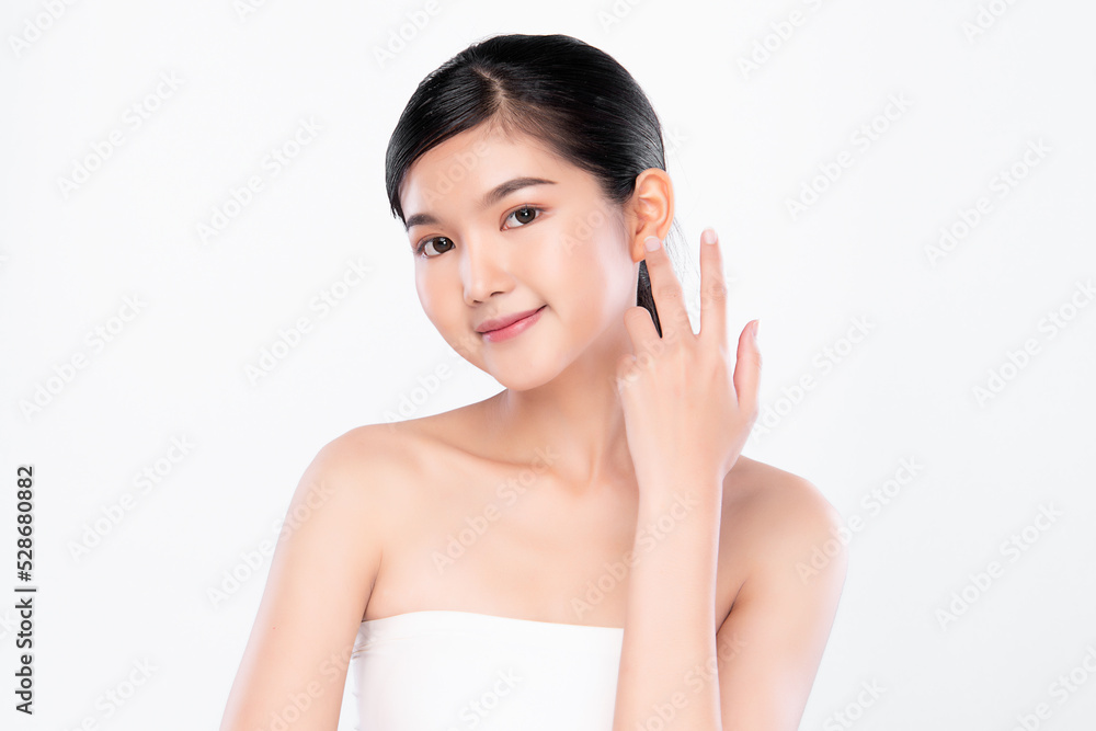 Beautiful young asian woman with clean fresh skin on white background, Face care, Facial treatment, Cosmetology, beauty and spa, Asian women portrait. Beautiful young asian woman with clean fresh skin on white background, Face care, Facial treatment, Cosmetology, beauty and spa, Asian women portrait.