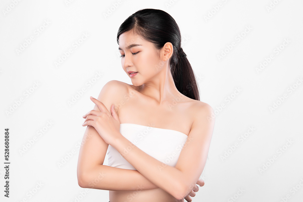 Beautiful young asian woman with clean fresh skin on white background, Face care, Facial treatment, Cosmetology, beauty and spa, Asian women portrait. Beautiful young asian woman with clean fresh skin on white background, Face care, Facial treatment, Cosmetology, beauty and spa, Asian women portrait.
