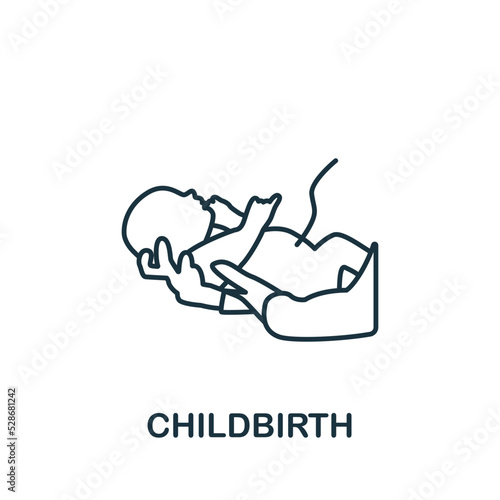 Childbirth icon. Monochrome simple Baby icon for templates, web design and infographics