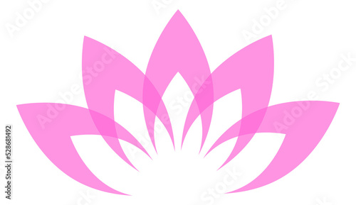 Pink lotus logo. Asian traditional flower. Spiritual symbol
