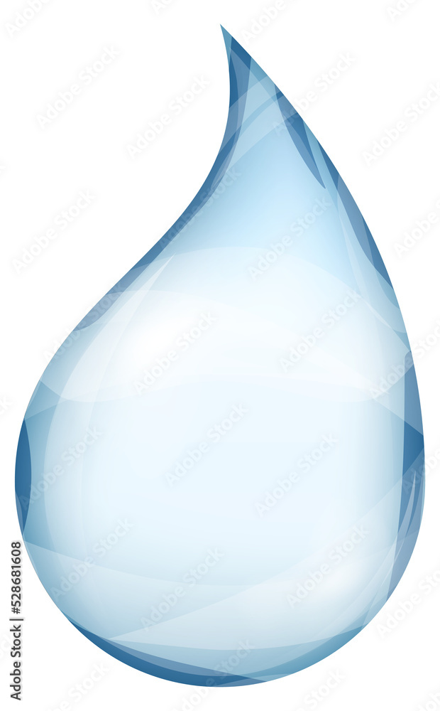 Realistic teardrop. Blue drop of water. Transparent droplet Realistic teardrop. Blue drop of water. Transparent droplet