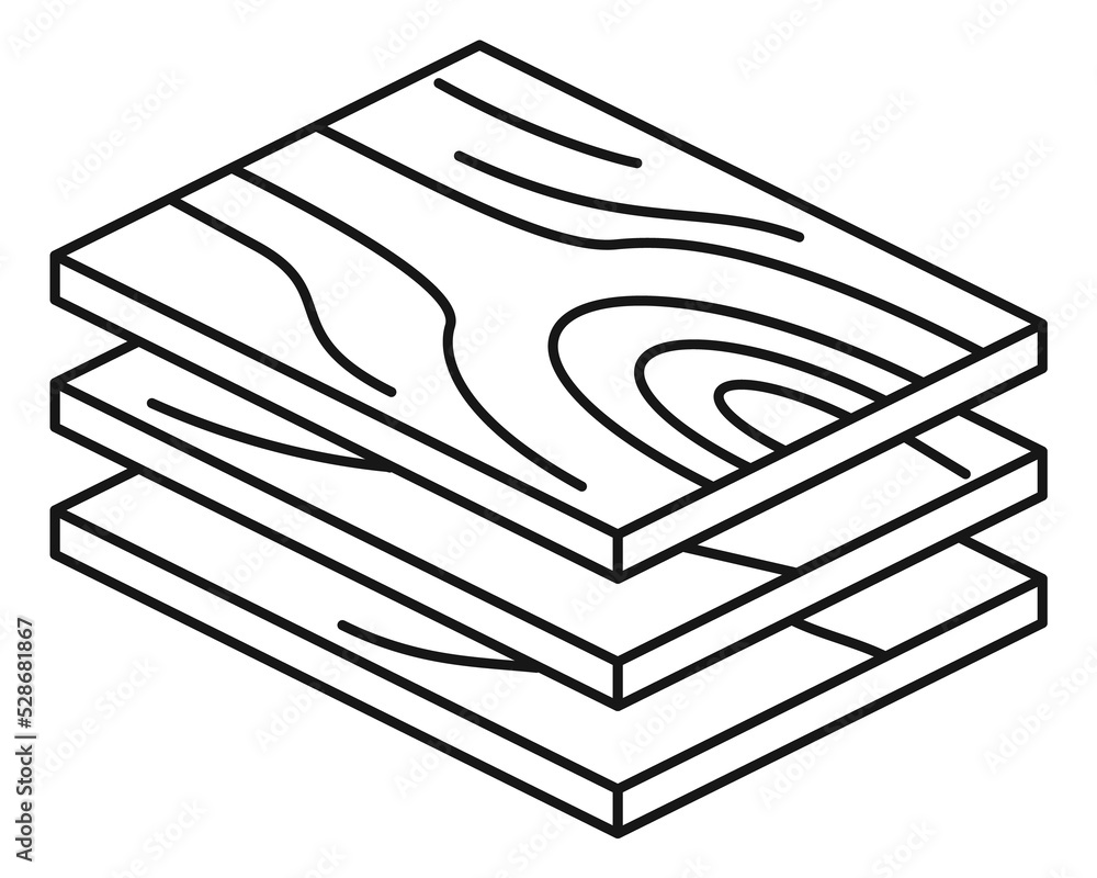 Stack of wooden plank icon. Construction material in line style Stack of wooden plank icon. Construction material in line style
