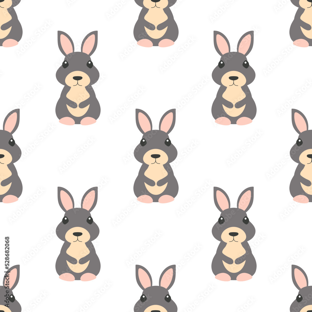 seamless pattern with rabbit in flat style