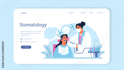 Dentist concept web banner or landing page. Dental doctor