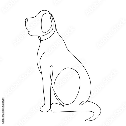 continuous line drawing of cute dog