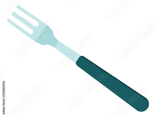 Fork icon. Metal shiny tool in cartoon style