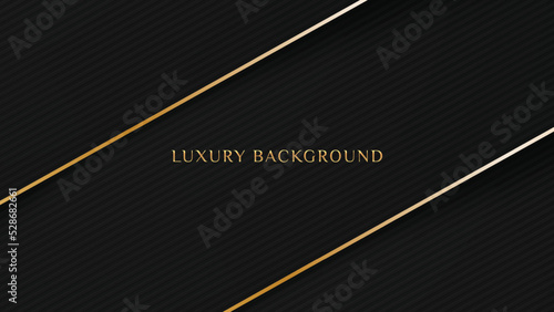Elegant luxury dark black background with diagonal gold lines element and line texture