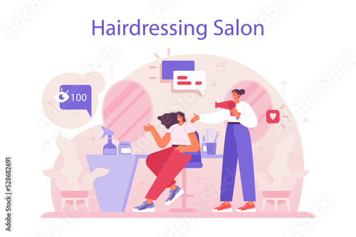 Hairdresser concept. Idea of hair care in salon with professional