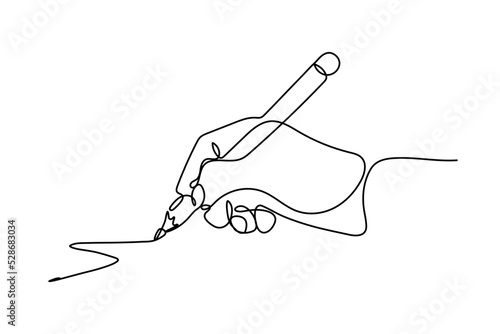 continuous line drawing of hand drawing line with pen