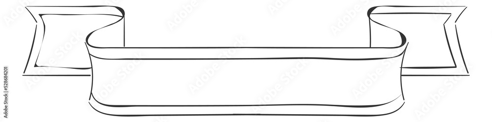 Hand drawn ribbon template. Blank banner in sketch style Hand drawn ribbon template. Blank banner in sketch style