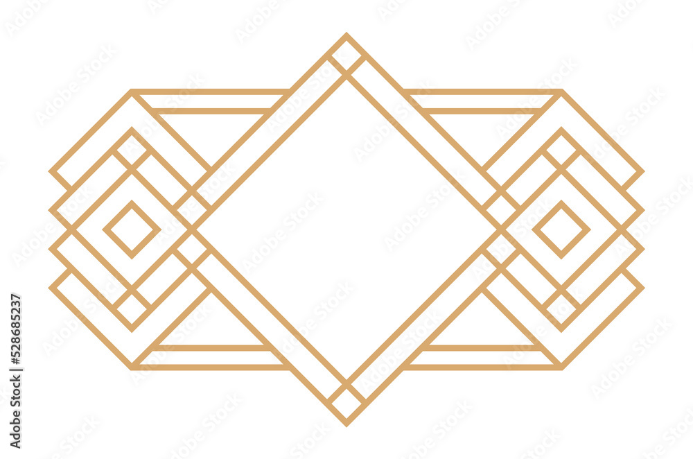 Art deco geometric element. Golden retro ornament frame Art deco geometric element. Golden retro ornament frame