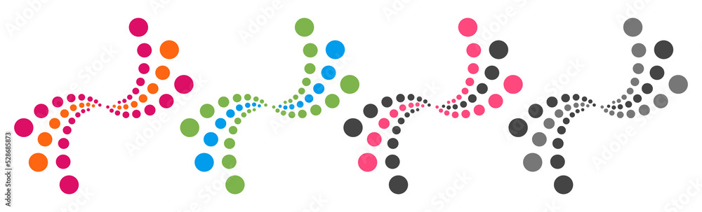 Abstract Dotted Elements Various Colors Set