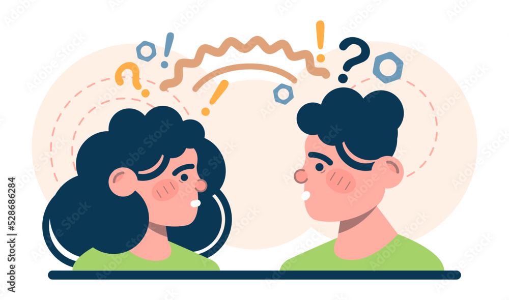 Thinking process. Character full of thoughts searching for an answer Thinking process. Character full of thoughts searching for an answer