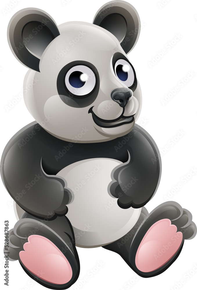Obraz premium Cartoon Cute Panda Bear Animal