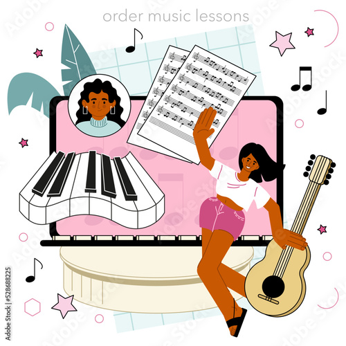 Music school or course online service or platform. Students learn