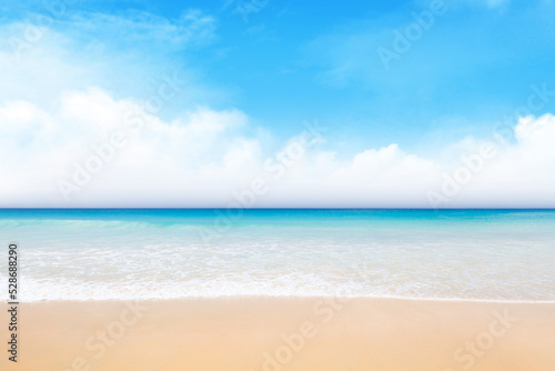Sea, sand beach and sunny sky landscape © karandaev