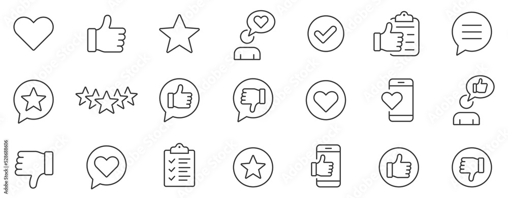 Feedback thin line icons set. Feedback icon. Review icons vector