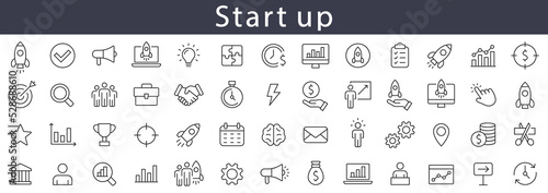 Start up line icons set. Startup Launch symbol collection vector